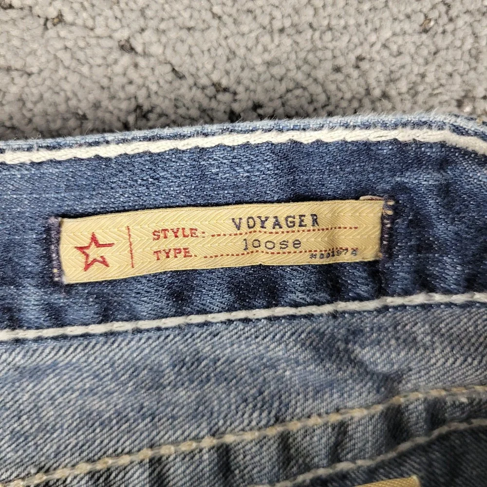 Big Star Jeans Mens 38 Blue Voyager Loose Faded Honeycomb Whisker Streetwear